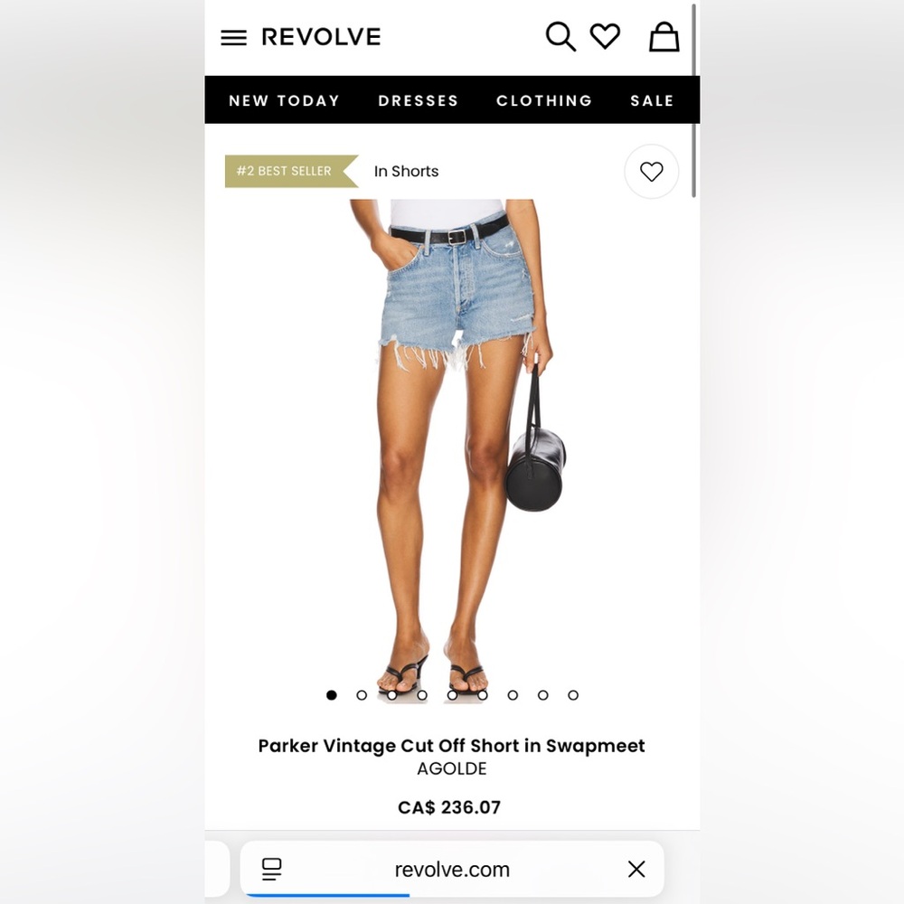 Agolde Blue Distressed Jean Shorts High-Waisted
